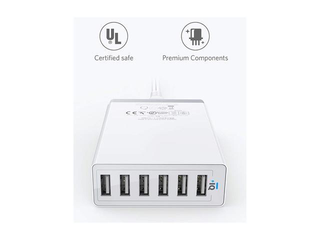 Anker 60W 6 Port USB Charging Station, PowerPort 6 Multi USB Wall Charger for iPhone, iPad, Galaxy, Note, LG, HTC, and More