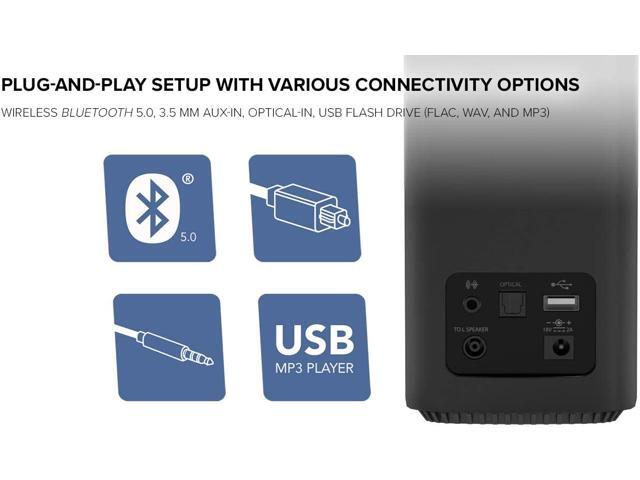 Creative T100 2.0 Bluetooth Desktop Speakers, Wireless Audio, Clear Stereo Sound, Remote Control, PC & TV