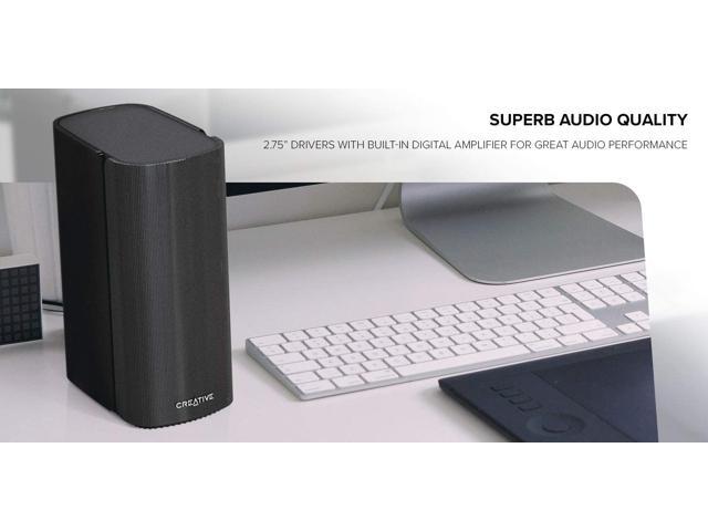 Creative T100 2.0 Bluetooth Desktop Speakers, Wireless Audio, Clear Stereo Sound, Remote Control, PC & TV