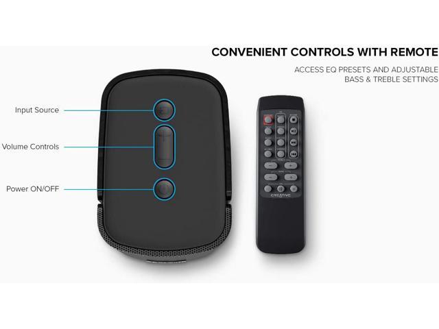 Creative T100 2.0 Bluetooth Desktop Speakers, Wireless Audio, Clear Stereo Sound, Remote Control, PC & TV