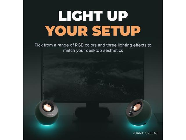 Open Box - Creative Pebble Pro Minimalist 2.0 USB-C Speakers with Bluetooth, RGB Lighting - Black