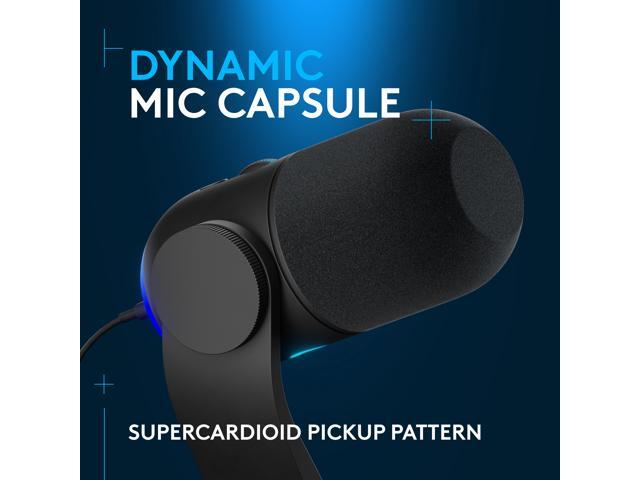 Logitech G Yeti GX Dynamic RGB Gaming Microphone with LIGHTSYNC, USB Mic for Streaming, Supercardioid, USB Plug and Play for PC/Mac - Black