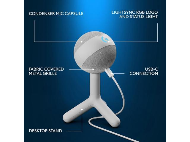 Logitech - Yeti Orb Wired Cardioid Condenser Gaming Microphone with LIGHTSYNC RGB Lights - White - image 5