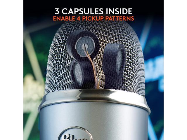 Blue Yeti USB Microphone for PC, Mac, Gaming, Recording, Streaming, Podcasting, Studio and Computer Condenser Mic with Blue VO!CE effects, 4 Pickup...
