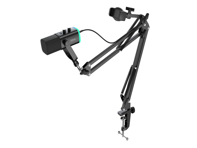 FIFINE AM8T NEO Adjustable Microphone Boom Arm with Stable Phone Holder for Live Streaming Podcasting TikTok Gaming Recording Content Creation.