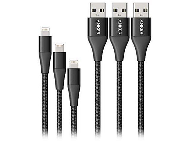 Anker Powerline+ II Lightning Cable 3-Pack (3 ft, 6 ft, 10 ft), MFi Certified for Flawless Compatibility with iPhone 11/11 Pro / 11 Pro Max/Xs/XS.