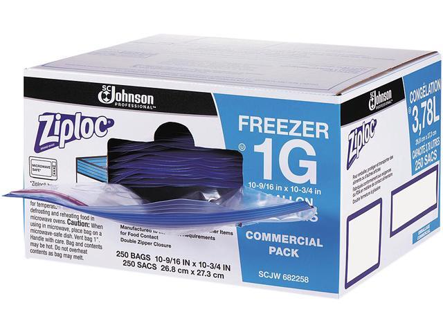 Double Zipper Freezer Bags 1 gal 2.7 mil 10.56' x 10.75' Clear 250/Carton 682258