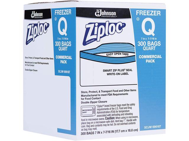 Double Zipper Freezer Bags 1 qt 2.7 mil 7' x 7.75' Clear 300/Carton 696187