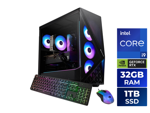 iBUYPOWER Slate Gaming PC Desktop - Intel Core i9 14900F, NVIDIA GeForce RTX 5070 12GB, 32GB DDR5 RGB RAM, 1TB NVMe SSD