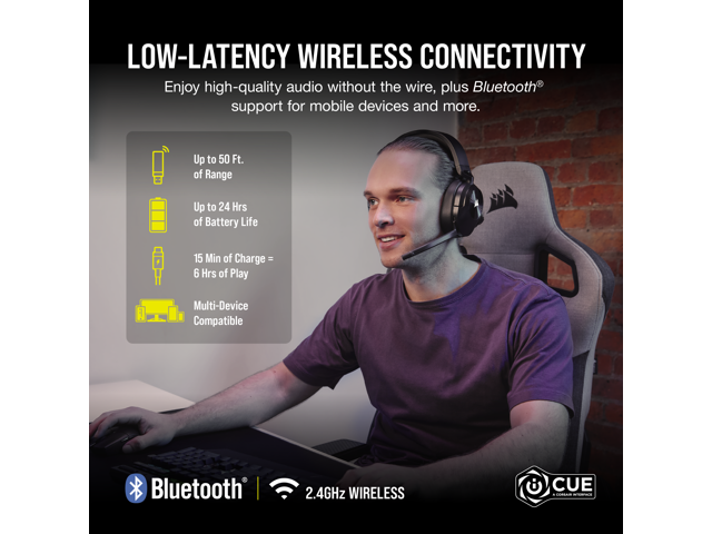 CORSAIR - HS Series HS55 Wireless Gaming Headset for PC, PS5, and Mobile - Carbon - image 4