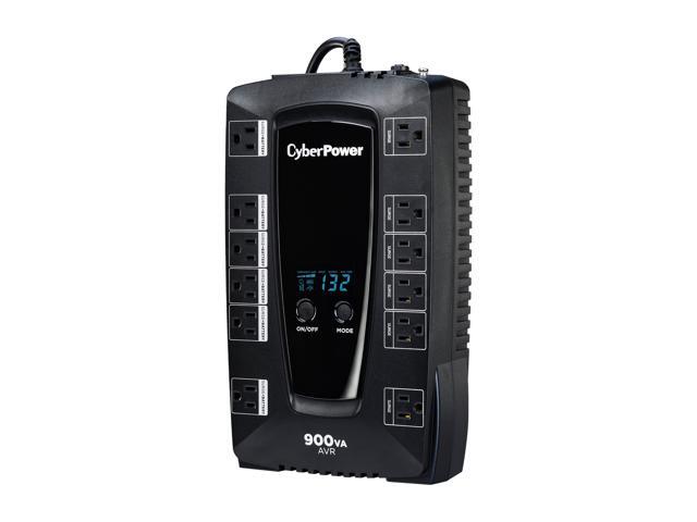 CyberPower AVRG900LCD Intelligent LCD UPS Systems - 900VA/480W, 120 VAC, NEMA 5-15P, Compact, 12 Outlets, LCD, PowerPanel