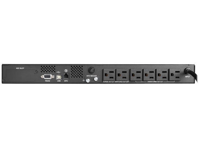 Tripp Lite SMART500RT1U Series 500VA 300W 120V Line-Interactive UPS -6 NEMA 5-15R Outlets, USB, DB9, Network Card Option, 1U Rack/Tower - 1U...