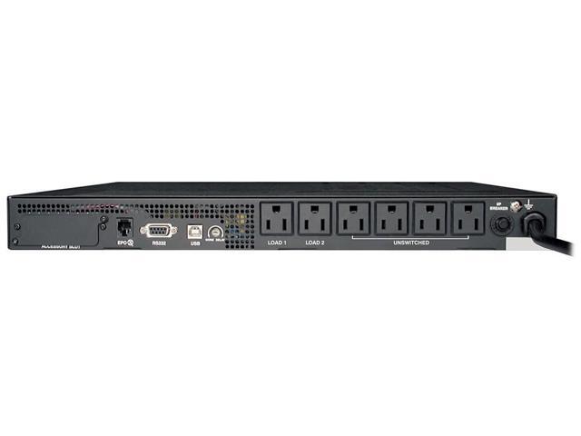 Tripp Lite SMART1000RM1U Series SmartPro 120V 1kVA 800W Line-Interactive Sine Wave UPS, Network Card Option, USB, DB9, 6 Outlets,1U Rack/Vertical -...