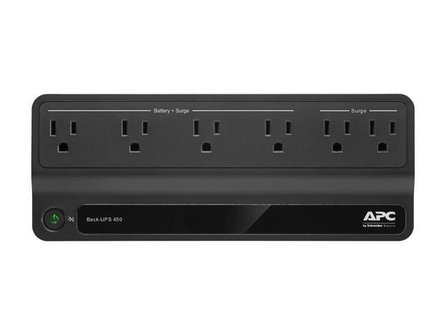 APC BN450M UPS 450VA, 120V, 6 NEMA outlets (2 surge), Battery is not user replaceable - 8 Hour Recharge - 120 V Input - 120 V AC Output - Square...