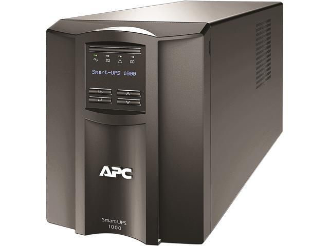 APC SMT1000C Smart-UPS, Line Interactive, 1000VA, Tower, 120V, 8x NEMA 5-15R outlets, SmartConnect Port+SmartSlot, AVR, LCD