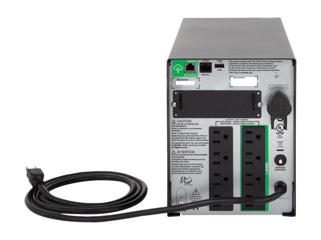 APC SMT1000C Smart-UPS, Line Interactive, 1000VA, Tower, 120V, 8x NEMA 5-15R outlets, SmartConnect Port+SmartSlot, AVR, LCD