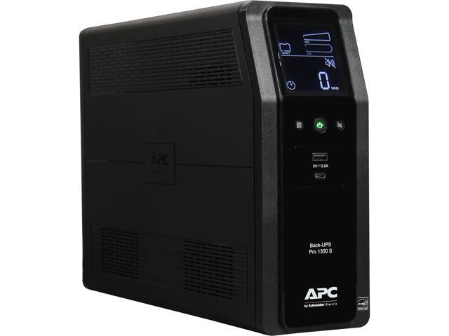 APC BR1350MS Back-UPS Pro, 1350VA/810W, Tower, 120V, 10x NEMA 5-15R outlets, Sine Wave, AVR, USB Type A + C ports, LCD, User Replaceable Battery -...