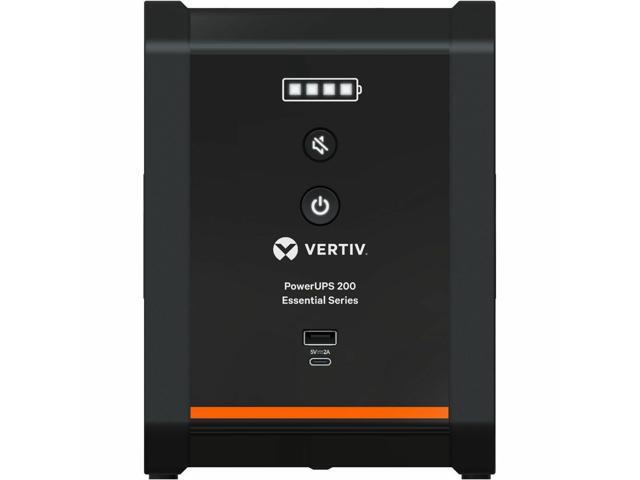 Vertiv PowerUPS 200 Essential Line Interactive Series PSA6E-600LVT, 600VA/360W, Automatic Voltage Regulation, Power Supply, Battery Backup, Basic...