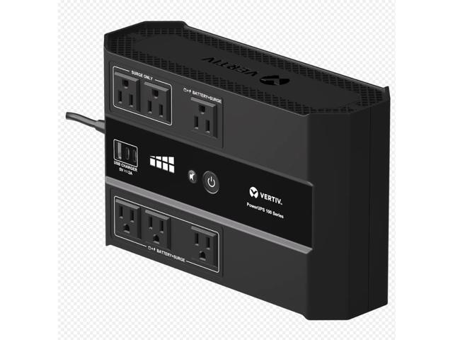 Vertiv Liebert PST6-500LVMT PowerUPS 100 UPS, PST6-500LVMT, 500VA/305W 120V Standby Power, 6 Outlets, Battery Backup w/ Surge Protection, USB C+A.