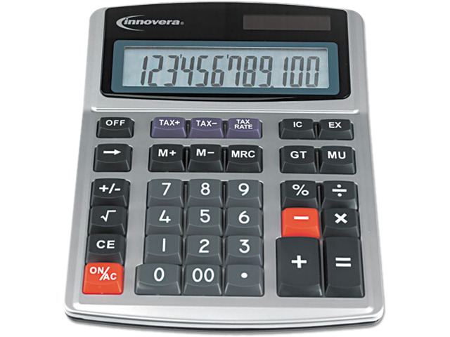 Innovera 15971 15971 Large Digit Commercial Calculator, 12-Digit LCD, Dual Power, Silver