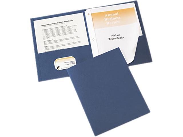 Avery 47975 Paper Two-Pocket Report Cover, Tang Clip, Letter, 1/2' Capacity, Blue, 25/Box