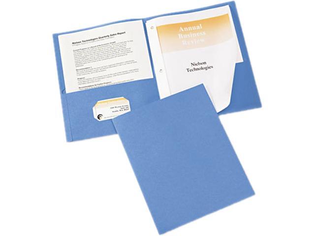 Avery 47976 Two-Pocket Report Cover, Tang Clip, Letter, 1/2' Capacity, Blue, 25/Box