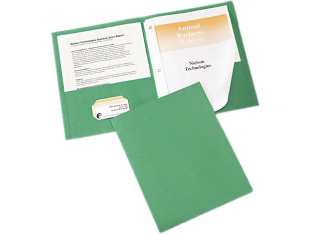 Avery 47977 Paper Two-Pocket Report Cover, Tang Clip, Letter, 1/2' Capacity, Green, 25/Box