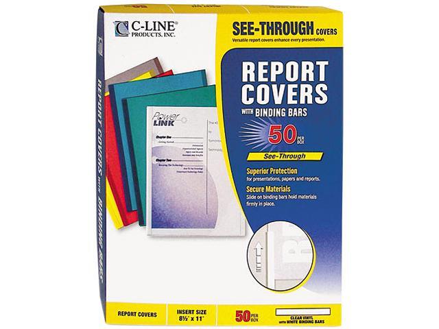 C-line 32557 Vinyl Report Cover, Binding Bar, Letter, 1/8' Capacity, 50/Box