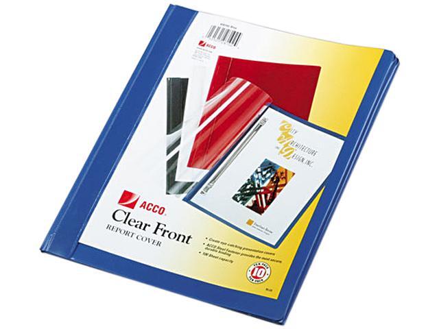 Acco 26102 Vinyl Report Cover, Prong Clip, Letter, 1/2' Capacity, Clear Cover/Blue Back
