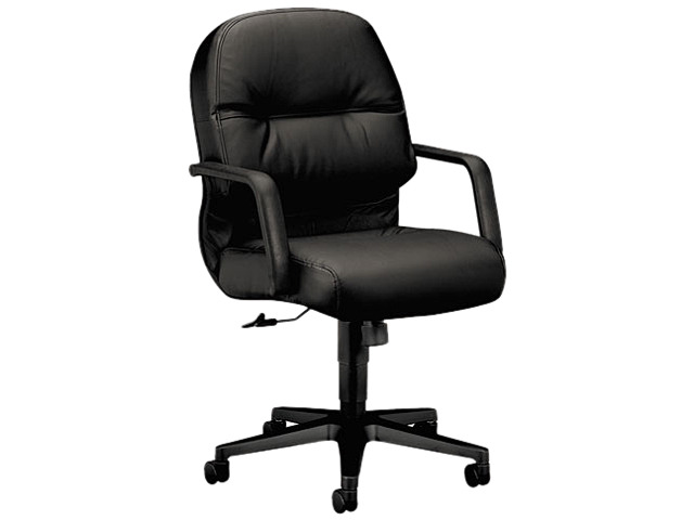 HON 2092SR11T Leather 2090 Pillow-Soft Series Managerial Mid-Back Swivel/Tilt Chair, Black