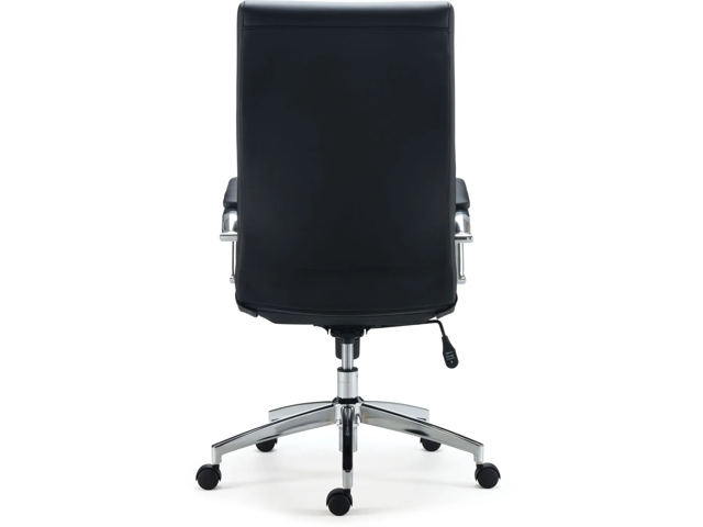 Alera Eddleston Leather Manager Chair, Supports Up to 275 lb, Black Seat/Back, Chrome Base ALEED41B19