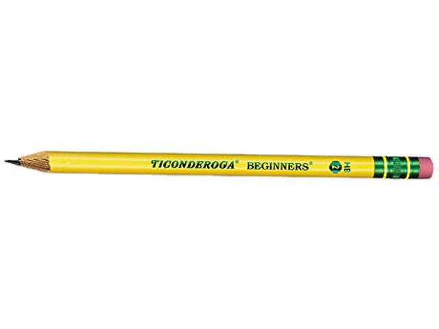 Dixon 13308 Ticonderoga Beginners Wood Pencil w/Eraser, HB #2, Yellow Barrel, Dozen