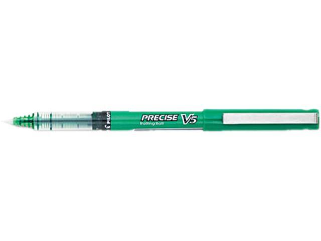 Pilot 25104 Precise V5 Roller Ball Stick Pen, Needle Pt, Green Ink, 0.5mm Extra Fine, Dozen