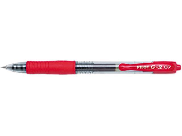 Pilot 31022 G2 Gel Roller Ball Pen, Retractable, Refillable, Red Ink, 0.7mm Fine, Dozen