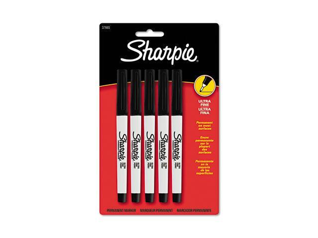Sharpie 37665PP Permanent Markers, Ultra Fine Point, Black, 5/Pack