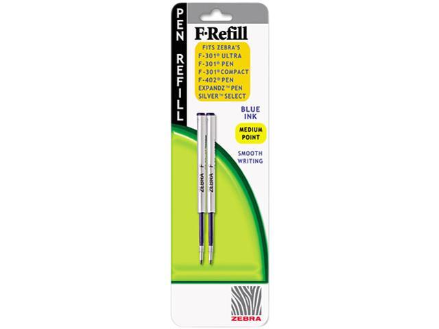 Zebra 85422 Refill for F301, F301 Ultra, F402, Silver Select Ballpoint, Med, Blue, 2/Pack