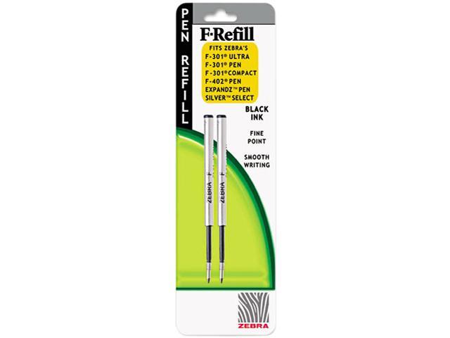 Zebra 85512 Refill for F301, F301 Ultra, F402, Silver Select Ballpoint, Fine, Black,2/Pack