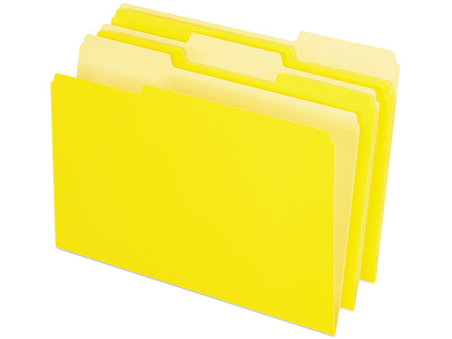 Pendaflex 1531/3YEL Two-Tone File Folders, 1/3 Cut Top Tab, Legal, Yellow, Light Yellow, 100/Box