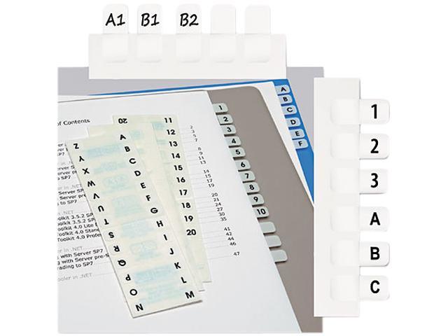 Redi-Tag 31005 Side-Mount Self-Stick Plastic A-Z Index Tabs, 1in, White, 104/Pack