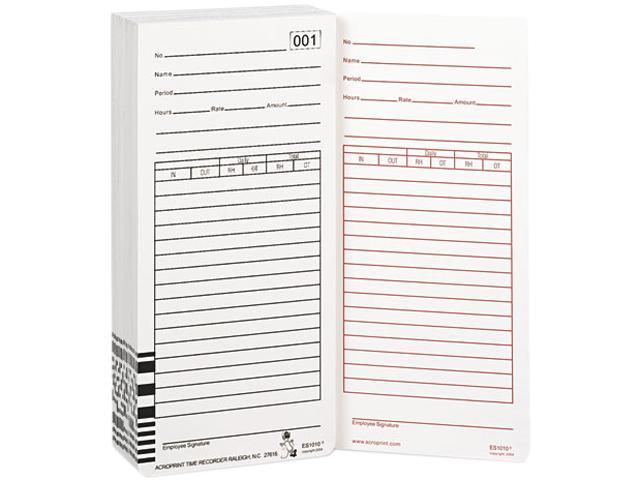 Acroprint Time Recorder 09-9111-000 Time Card for Es1000 Electronic Totalizing Payroll Recorder, 100/Pack photo