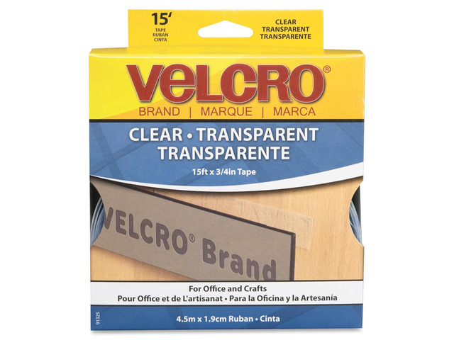 Velcro 91325 Sticky-Back Hook and Loop Fastener Roll, 15 Inches, Clear