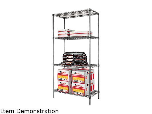 Alera SW50-3618BA Wire Shelving Starter Kit, 4 Shelves, 36w x 18d x 72h, Black Anthracite