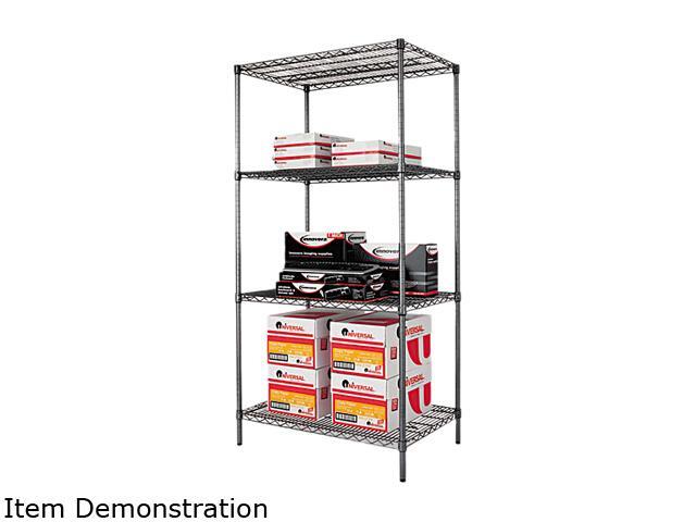 Alera SW50-3624BA Wire Shelving Starter Kit, 4 Shelves, 36w x 24d x 72h, Black Anthracite