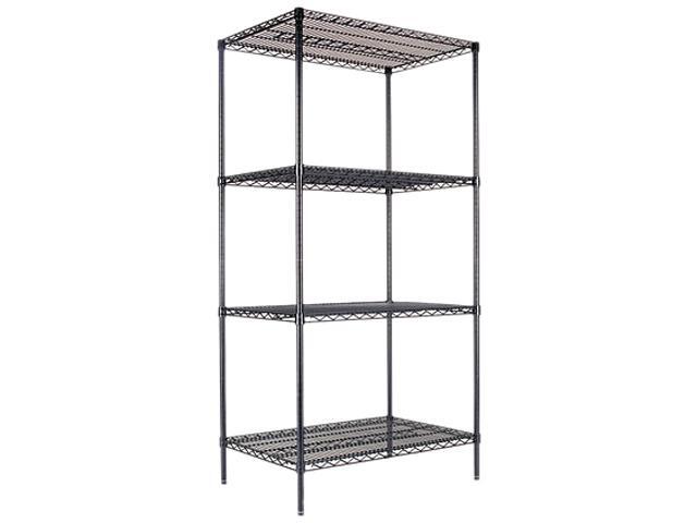 Alera SW50-3624BL Wire Shelving Starter Kit, 4 Shelves, 36w x 24d x 72h, Black