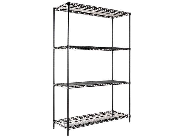 Alera SW50-4818BL Wire Shelving Starter Kit, 4 Shelves, 48w x 18d x 72h, Black