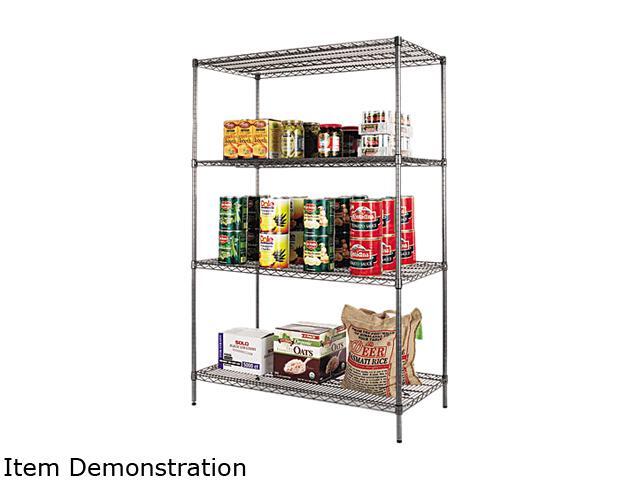 Alera SW50-4824BA Wire Shelving Starter Kit, 4 Shelves, 48w x 24d x 72h, Black Anthracite