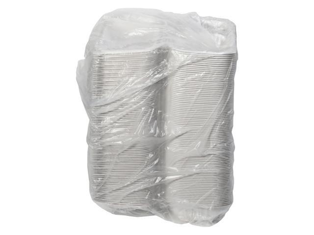 Pactiv EarthChoice Vented Microwavable MFPP Hinged Lid Container, 2-Compartment, 9 x 6 x 3.1, White, Plastic, 170/Carton YCNW02052