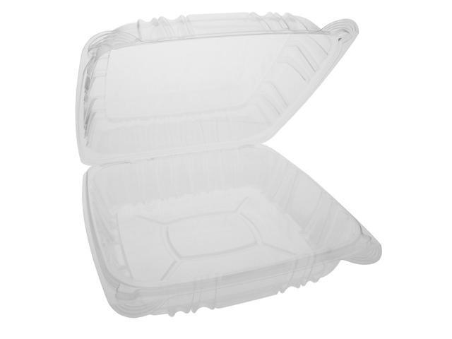 Pactiv Sensation SmartLock Hinged Lid Container, 9.21 x 8.87 x 3.07, Clear, Plastic, 200/Carton YCI821100000