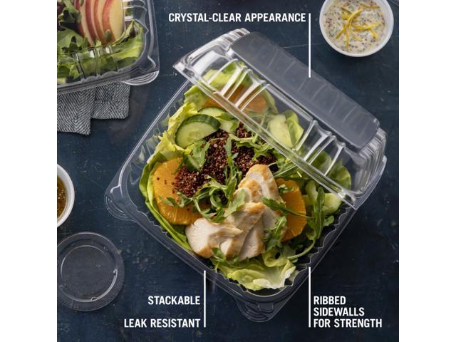 Pactiv Sensation SmartLock Hinged Lid Container, 9.21 x 8.87 x 3.07, Clear, Plastic, 200/Carton YCI821100000