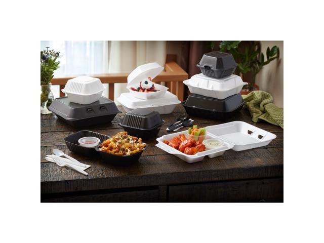 Pactiv SmartLock Foam Hinged Lid Container, Medium, 8 x 8 x 3, White, 150/Carton YHLW08010000